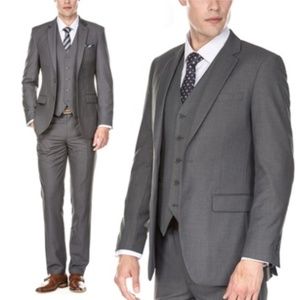 Braveman Men's Slim Fit 3pc Solid Suit - Charcoal